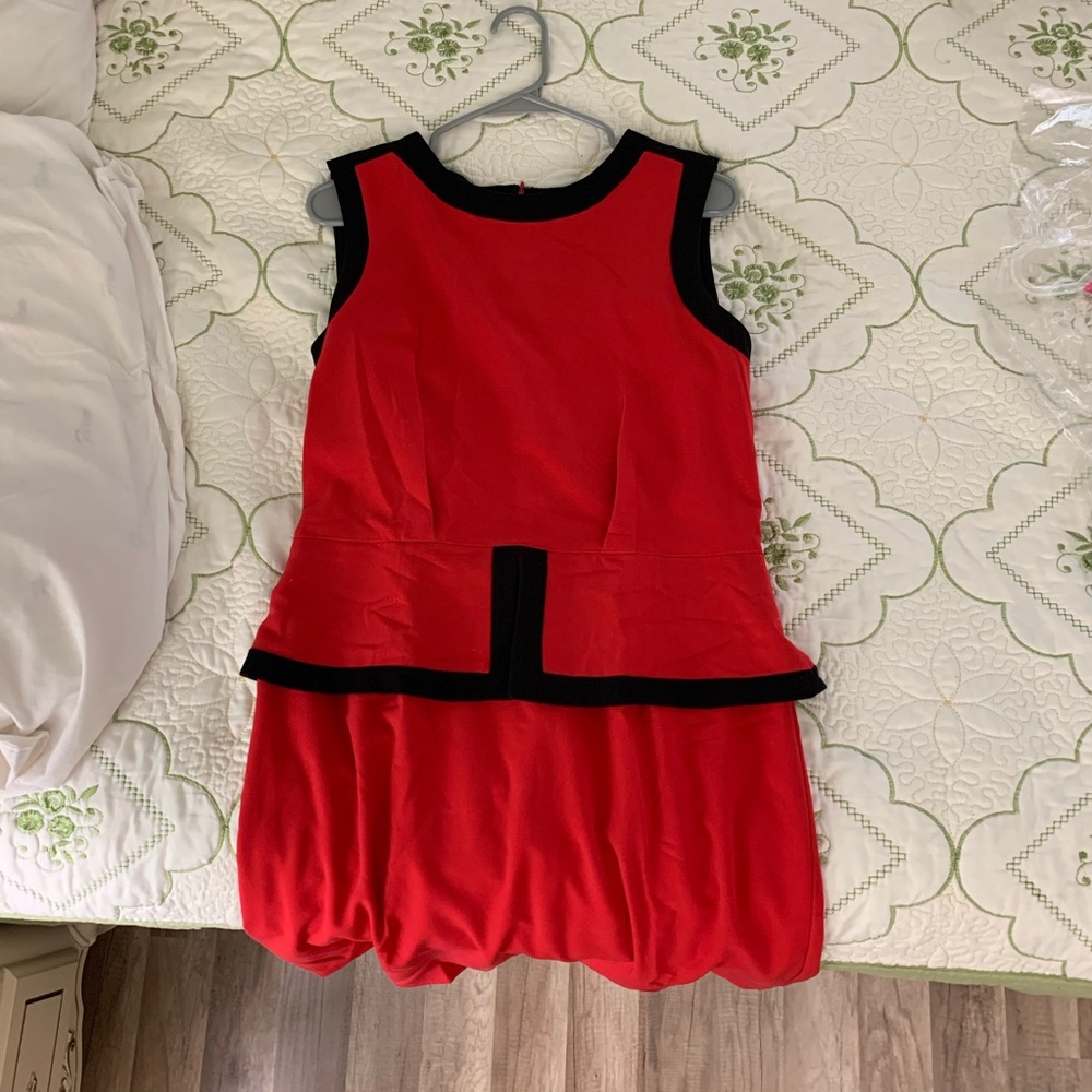 Red+Black Simple Long Dress